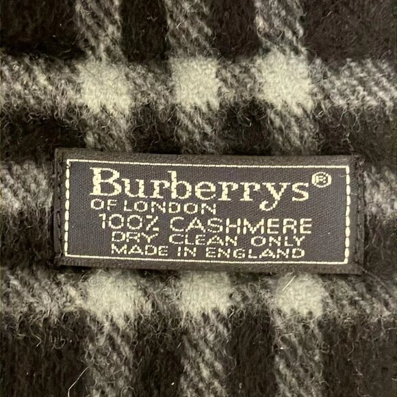 Auth Burberry's - Dark Navy Red Light Blue Cashmere Scarf - Picture 4 of 5
